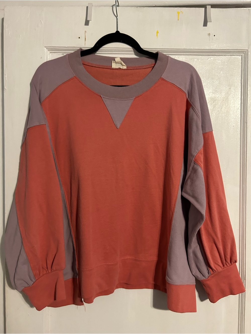 BiBi Two-Tone Pullover in Coral and Lavender
